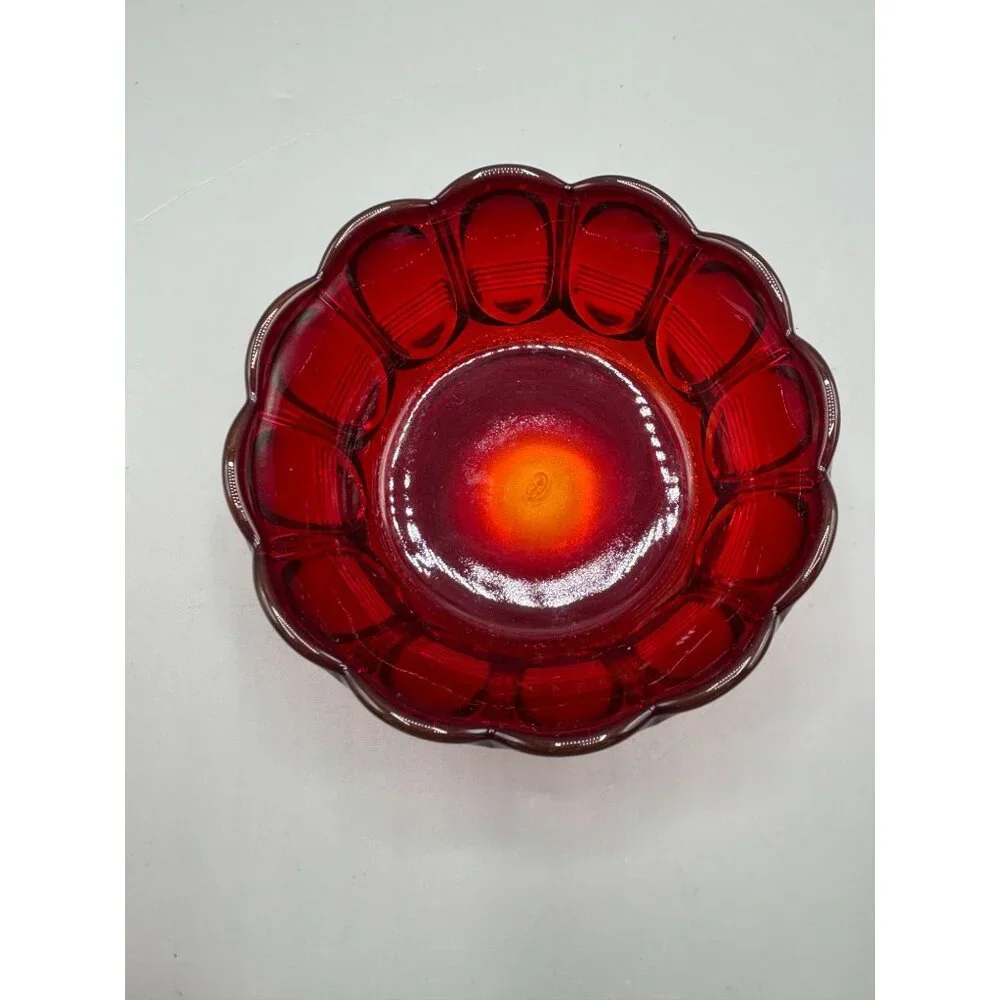 Fenton Amberina Glass Scalloped Bowl 6" Red & Orange Vintage Decorative Dish - Picture 5 of 7